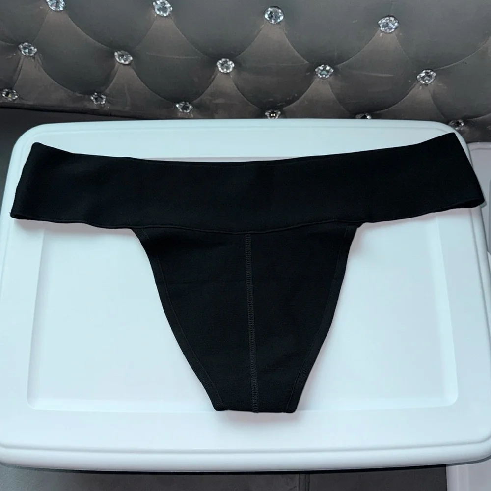 Skims Knit Swim Cheeky Bikini Bottom Onyx 4X